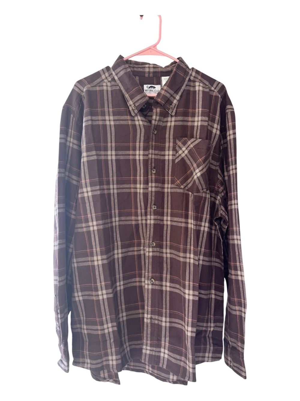 NWT Natural Gear Fields Flannel Shirt Brown Camo Plaid Mens XL Hunting